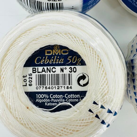 DMC Cebelia Crochet 167G 100% Mercerized Cotton Size 30 Bright White B5200 (4) - Picture 2 of 9